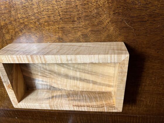 Open curly maple tray box